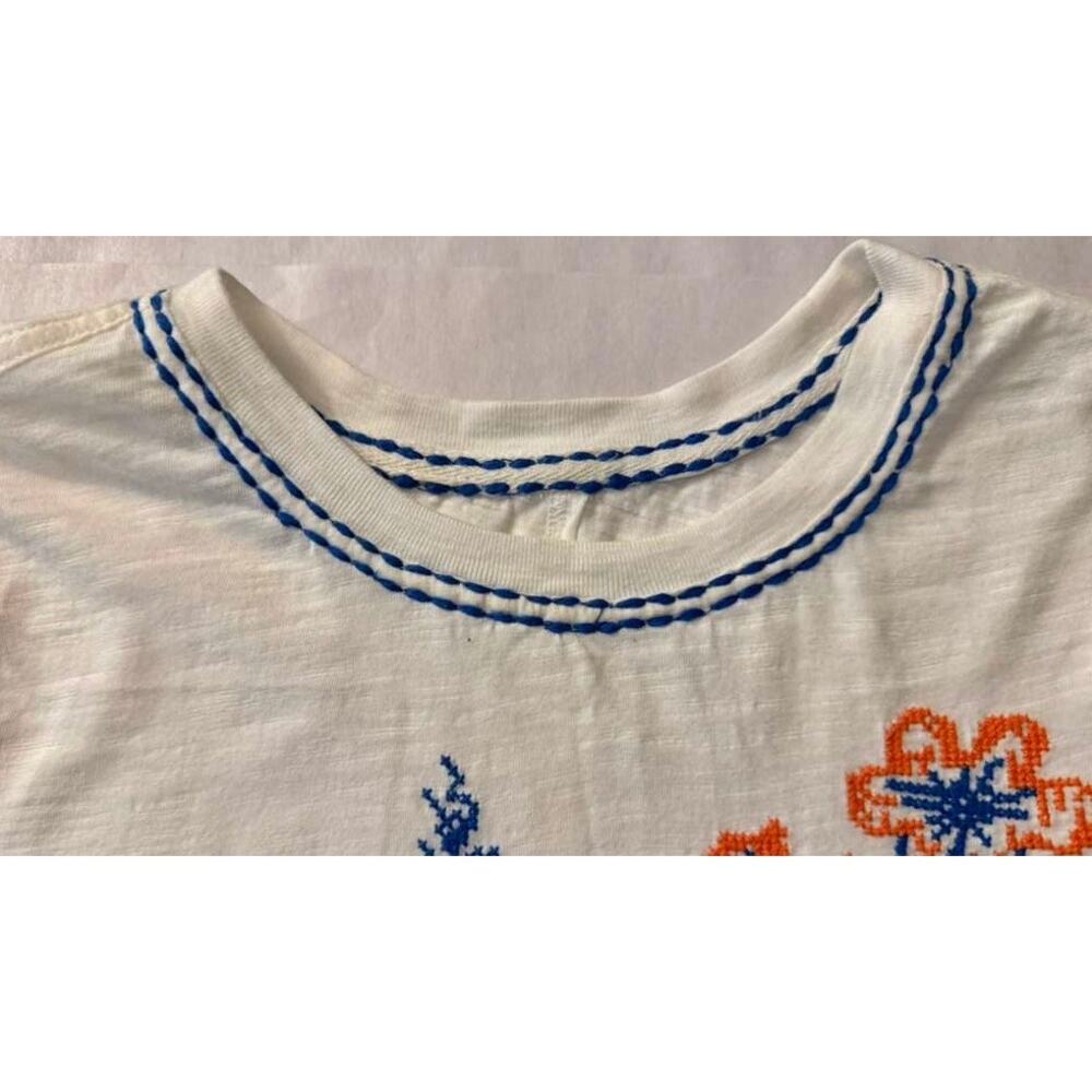 Pilcro Anthropologie The Bennie Slim Crew Neck Cotton-Slub Embroidered Tee Top S - Picture 7 of 9